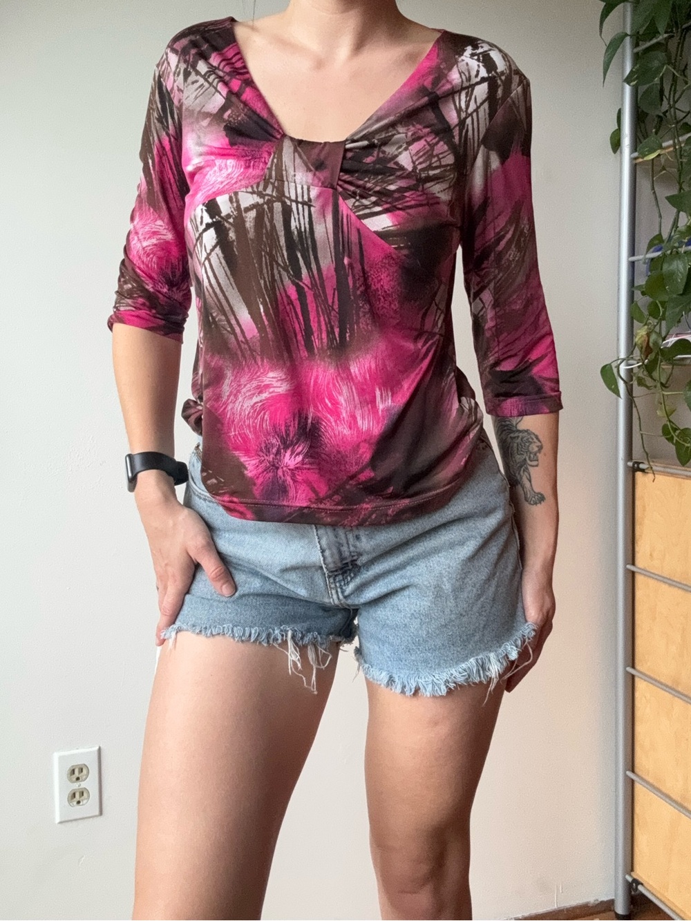 Bellissima Pink Abstract Print Top - Made in Canada